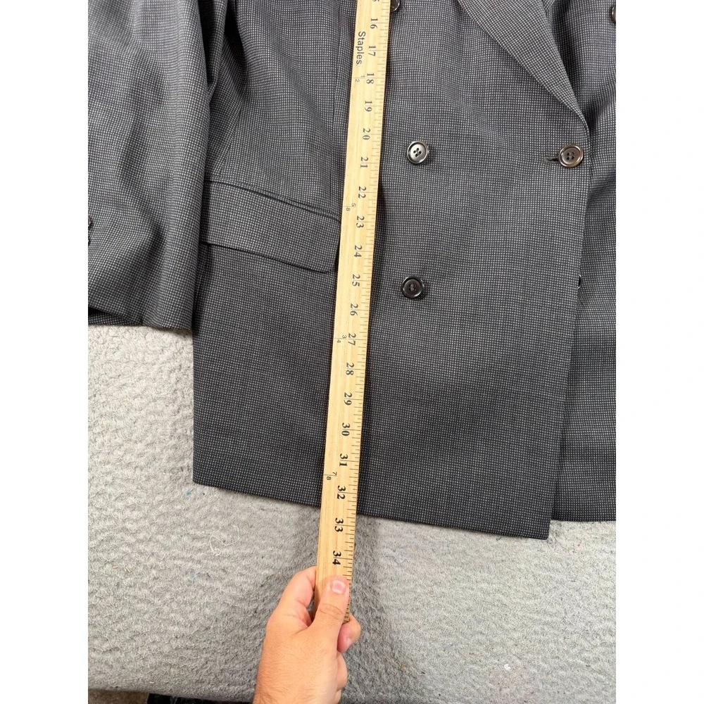 Feraud Louis Feraud Blazer Men's 42R Gray Wool Double Breasted Coat Tweed Peak